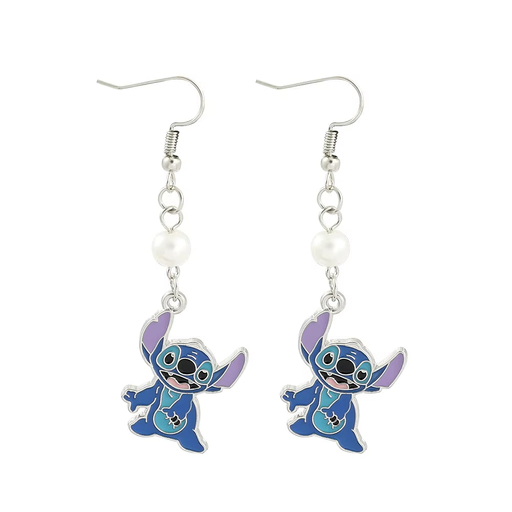 Anime Lilo and Stitch Necklace Cute Cartoon Figure Stitch Angel Pendant Neck Chain Collar Kawaii Jewelry Accessories