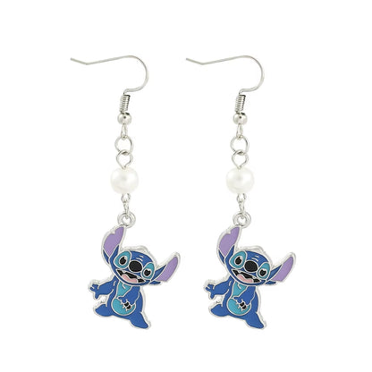 Anime Lilo and Stitch Necklace Cute Cartoon Figure Stitch Angel Pendant Neck Chain Collar Kawaii Jewelry Accessories