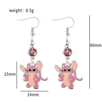 Anime Lilo and Stitch Necklace Cute Cartoon Figure Stitch Angel Pendant Neck Chain Collar Kawaii Jewelry Accessories