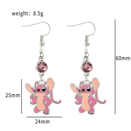 Anime Lilo and Stitch Necklace Cute Cartoon Figure Stitch Angel Pendant Neck Chain Collar Kawaii Jewelry Accessories