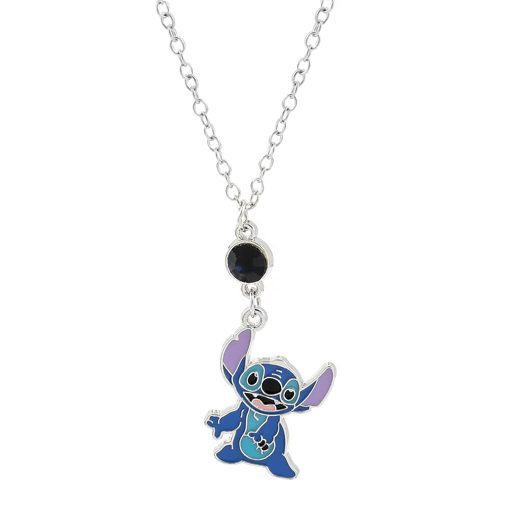 Anime Lilo and Stitch Necklace Cute Cartoon Figure Stitch Angel Pendant Neck Chain Collar Kawaii Jewelry Accessories