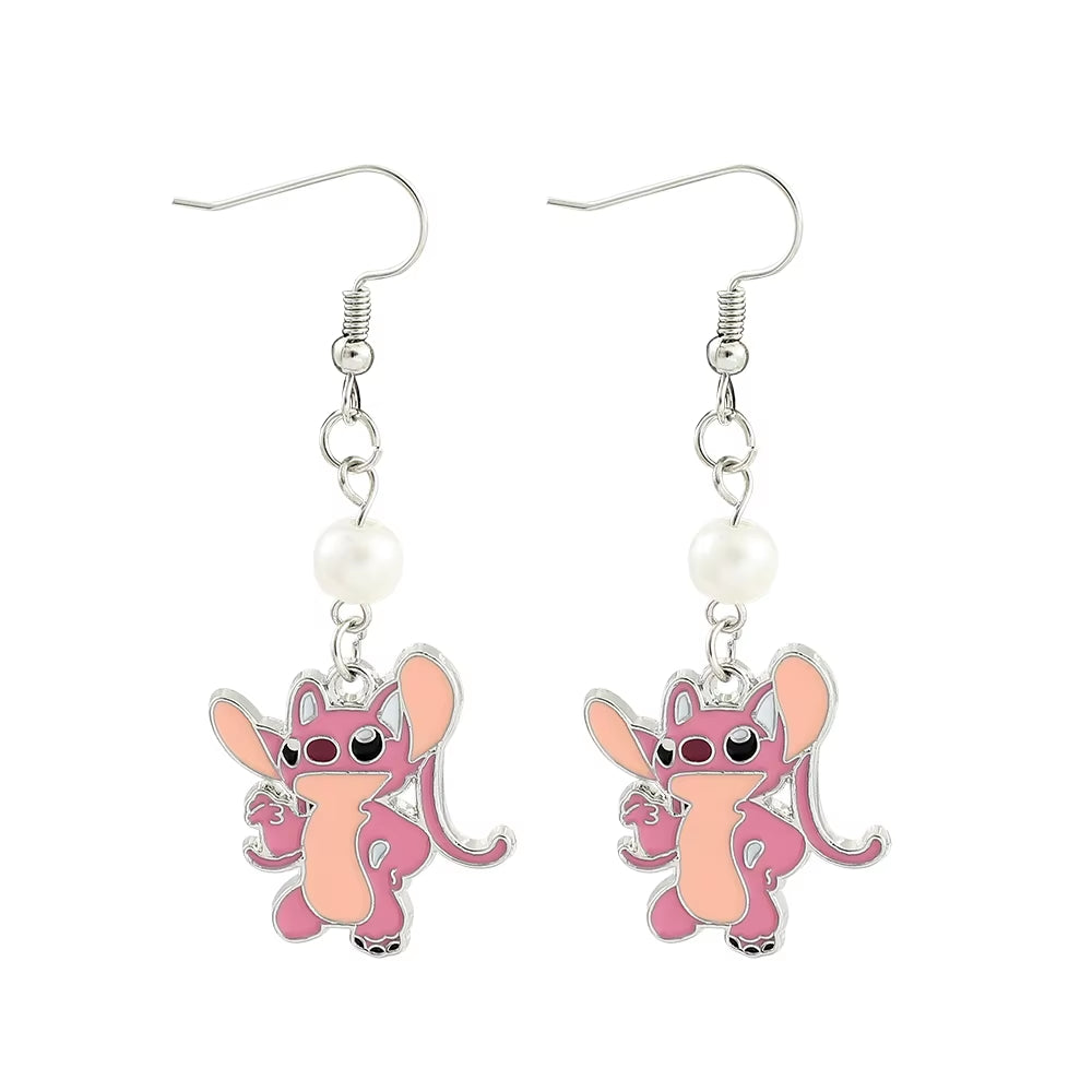 Anime Lilo and Stitch Necklace Cute Cartoon Figure Stitch Angel Pendant Neck Chain Collar Kawaii Jewelry Accessories