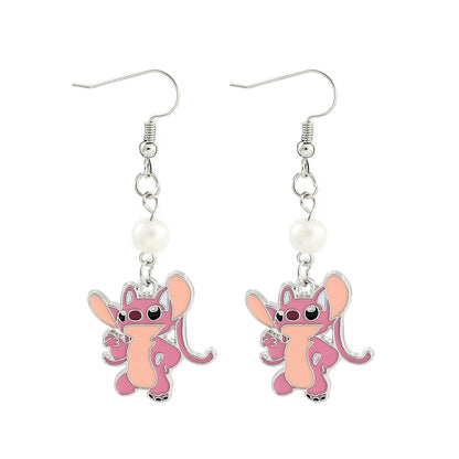 Anime Lilo and Stitch Necklace Cute Cartoon Figure Stitch Angel Pendant Neck Chain Collar Kawaii Jewelry Accessories